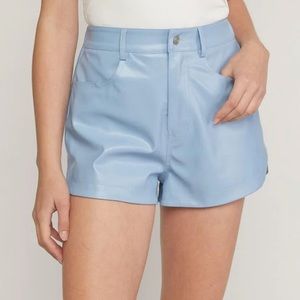 Faux Leather Tulip Hem Short {Blue}